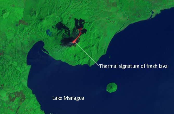 Momotombo lava flows from satellite