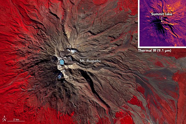 Mt Ruapehu satellite image