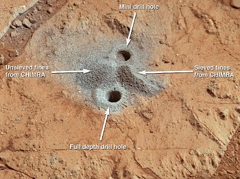 Drill holes on Mars